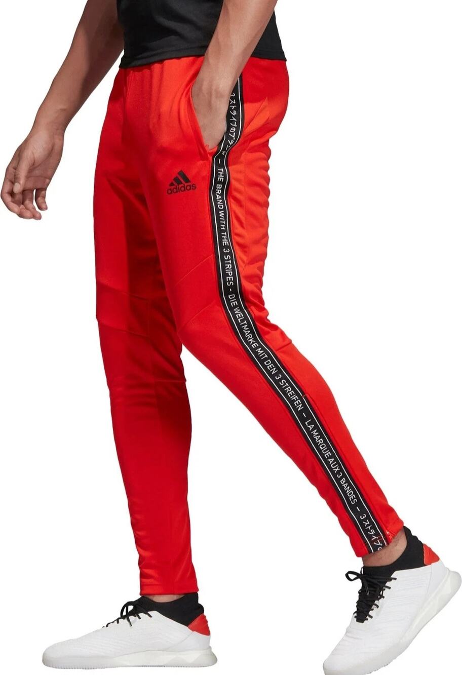 Adidas tiro 19 Y2K scally trackies training pants Sm red black tape Streetwear